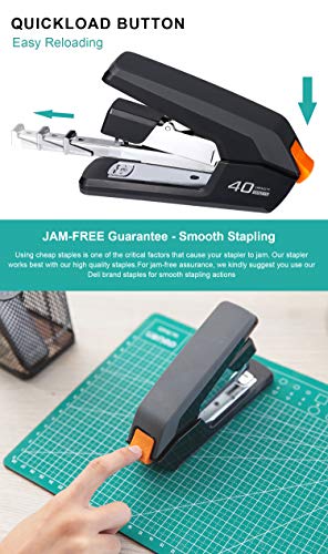 Leven Effortless Desktop Stapler, 40 Sheet Capacity, One Finger for Daily Use