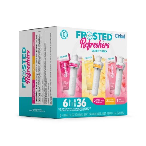 Sugar-Free Frosted Refreshers 6-Pack Variety Pack 1367 - Zero-Calorie Multi-Flavor Sip Pods for Water Bottle Detail