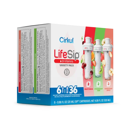 Vitamin-Infused LifeSip 6-Pack Variety Pack PN3A - Sugar-Free Fruit Flavor Cartridge Refill Detail